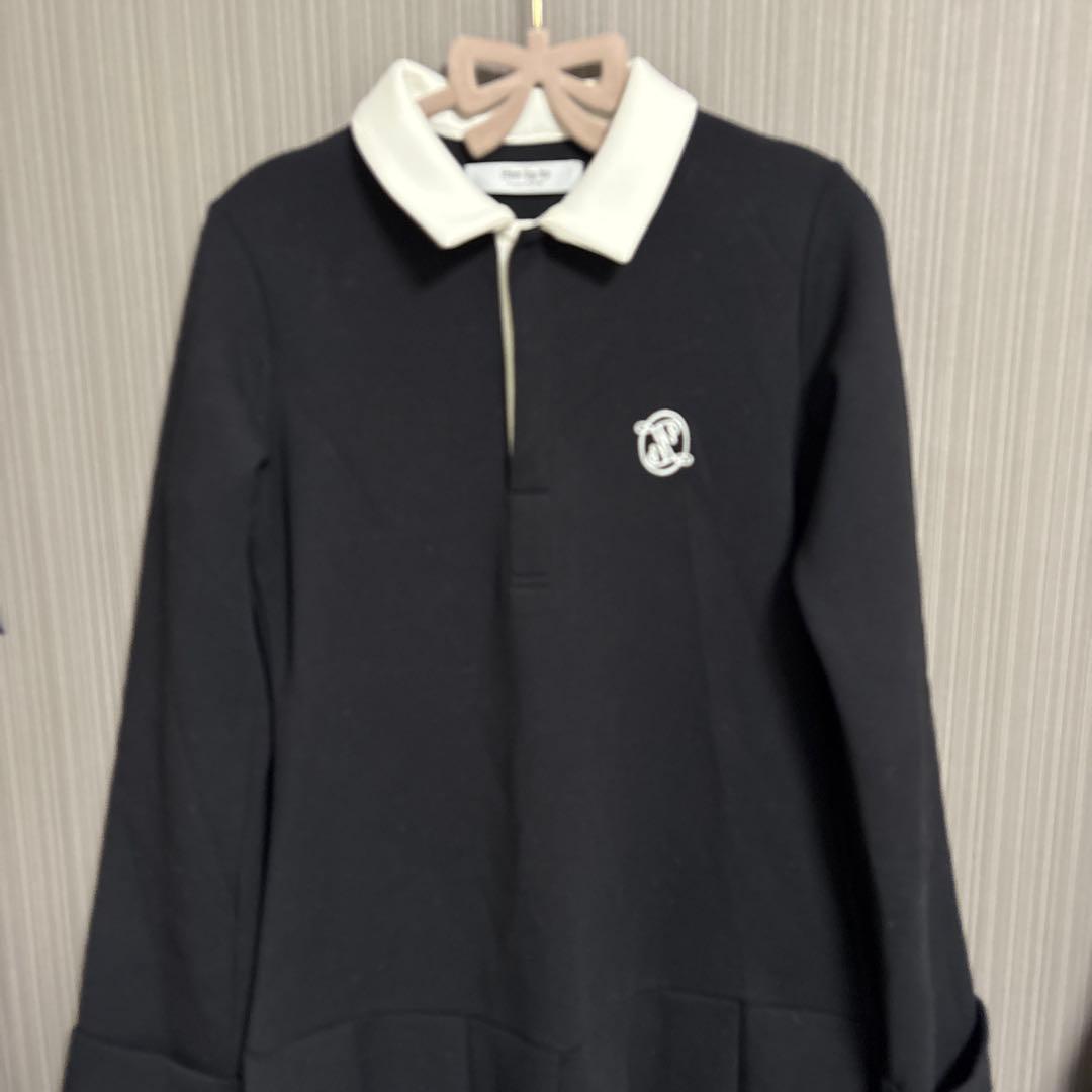 herlipto ブラック 長袖 ひざ丈ワンピース