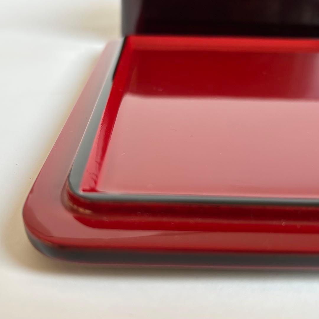 【美品】漆器 木製 漆塗り 重箱 三段重箱 三段重 お重 溜め モダン 会津塗り