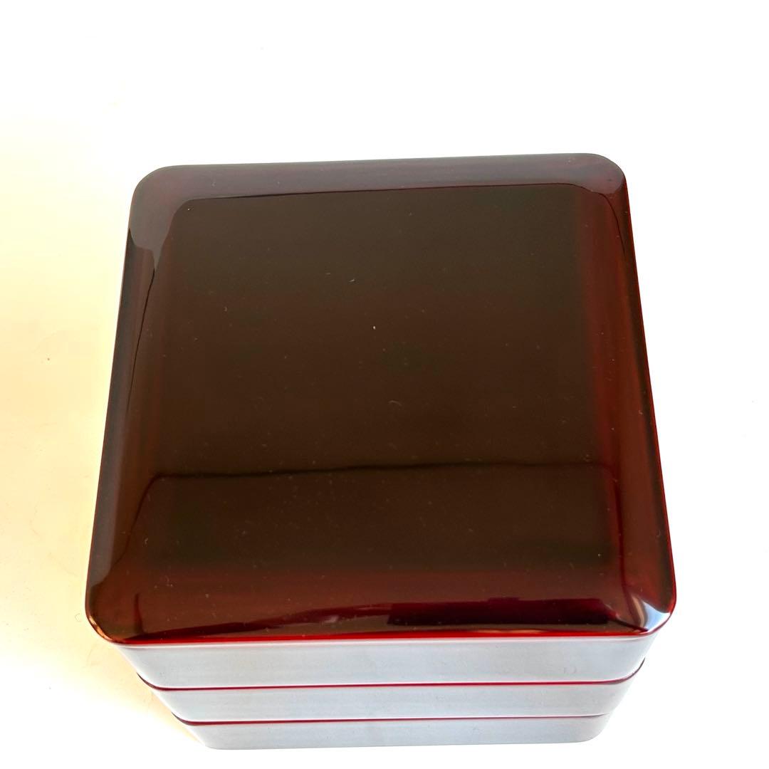 【美品】漆器 木製 漆塗り 重箱 三段重箱 三段重 お重 溜め モダン 会津塗り