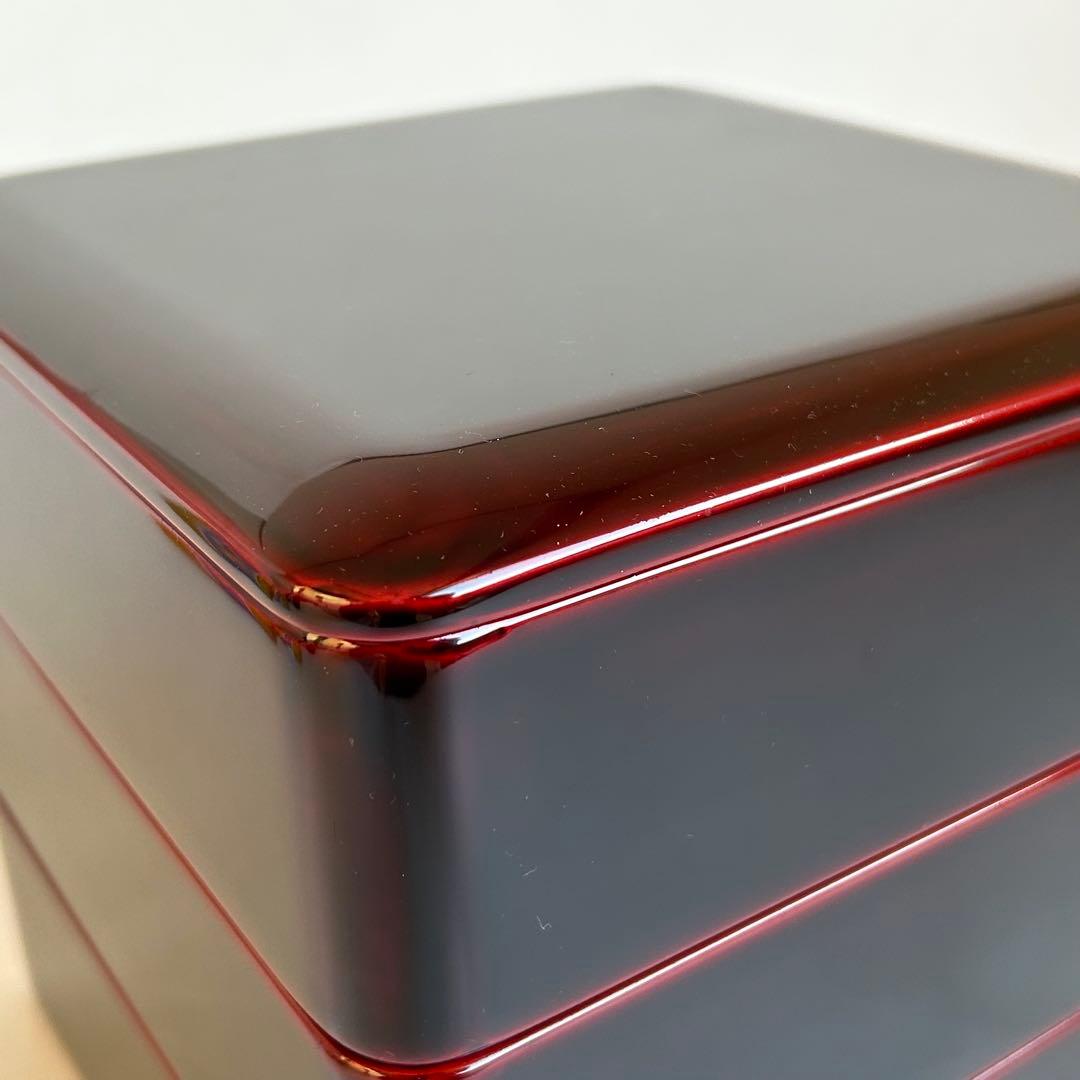 【美品】漆器 木製 漆塗り 重箱 三段重箱 三段重 お重 溜め モダン 会津塗り