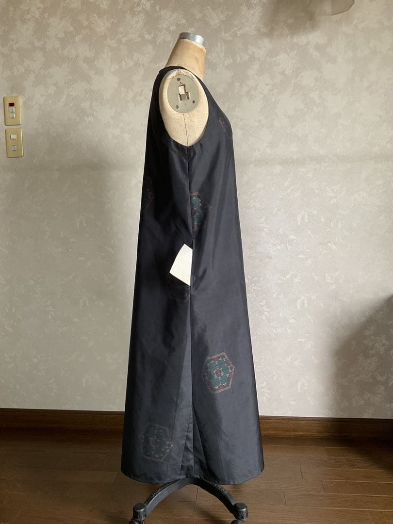 着物リメイクワンピース　　大島紬からジャンバードレス