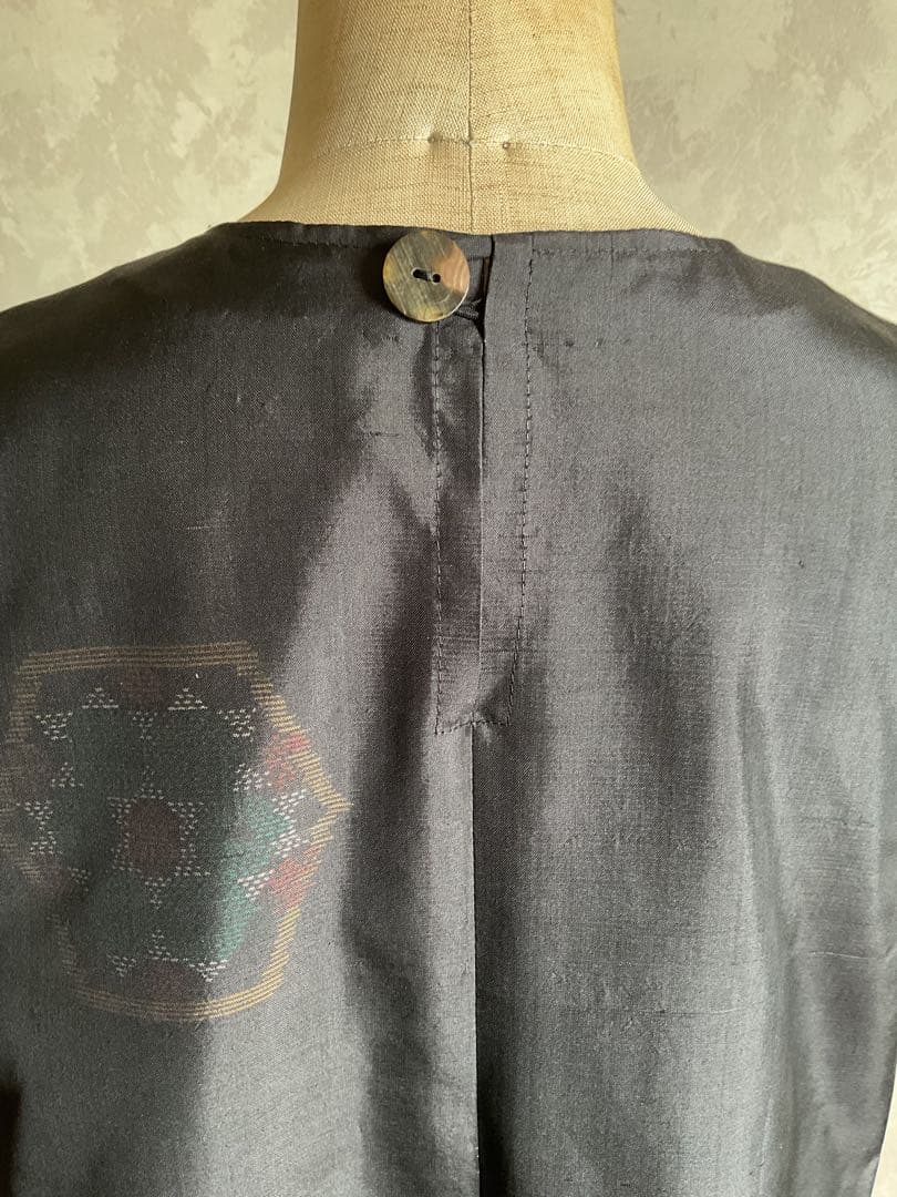 着物リメイクワンピース　　大島紬からジャンバードレス