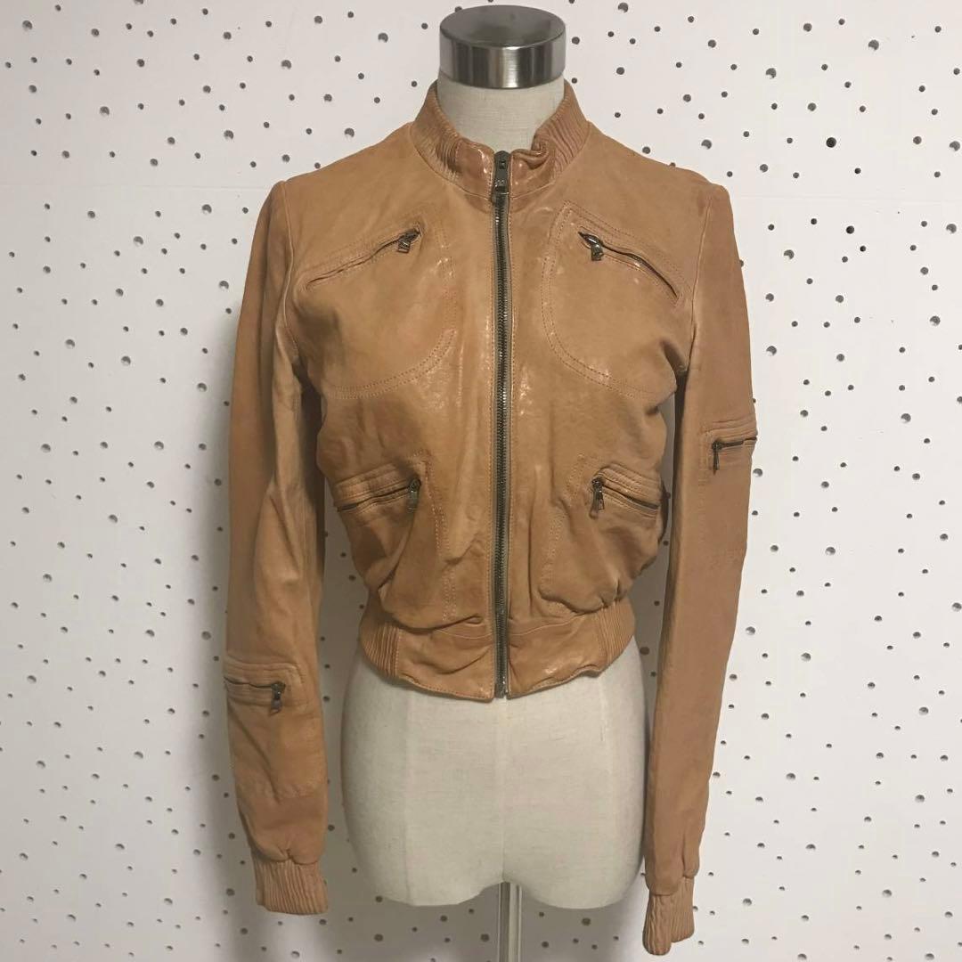 ちゃむち 本物 ドルチェ&ガッバーナ ライダース レザー ジャケット 38