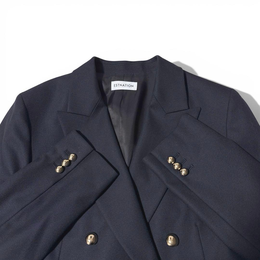 極美品✨️25AW　エストネーション　Super140　ダブルジャケット　濃紺