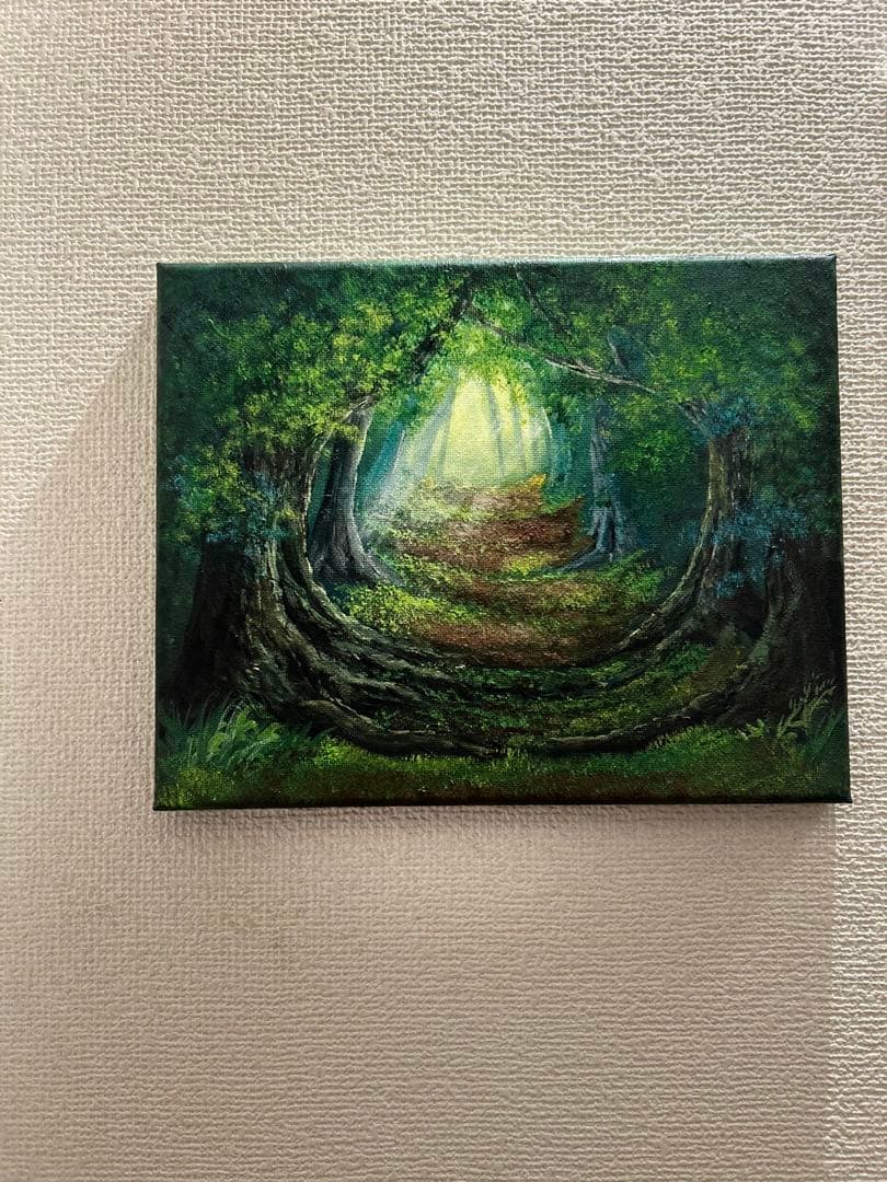 し*け様 風景画　アクリル絵画　木からエネルギーを感じる森のトンネル