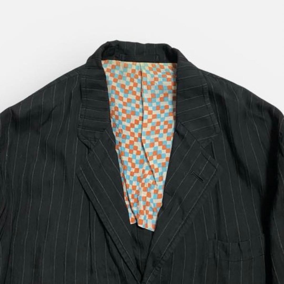 00aw コムデギャルソンオム　ストライプ裏地柄ジャケット　S 田中啓一