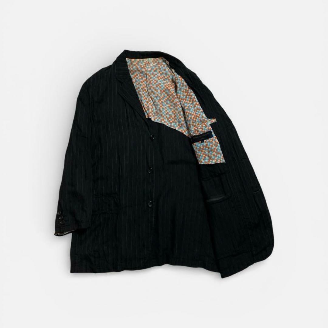 00aw コムデギャルソンオム　ストライプ裏地柄ジャケット　S 田中啓一