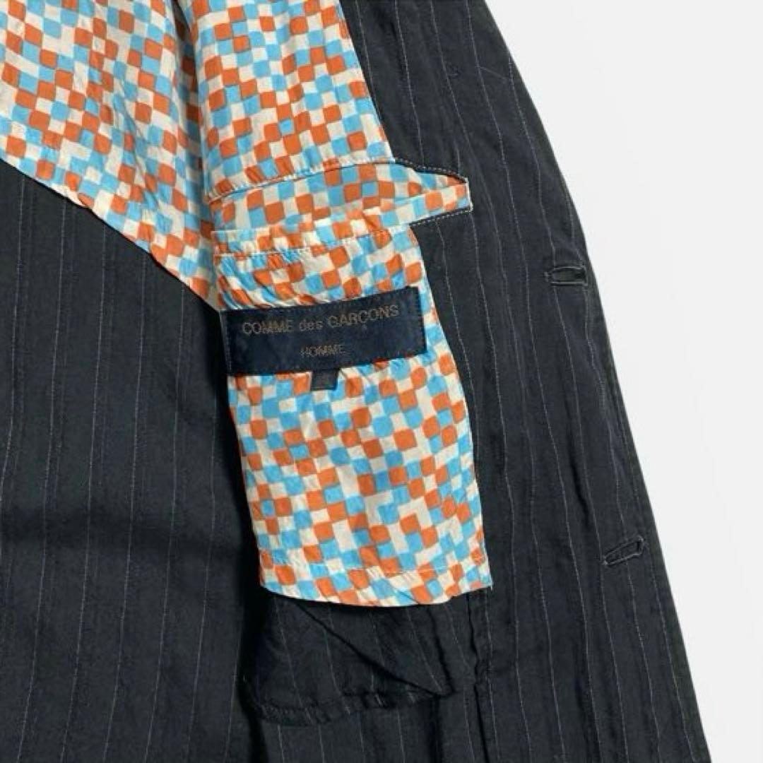 00aw コムデギャルソンオム　ストライプ裏地柄ジャケット　S 田中啓一