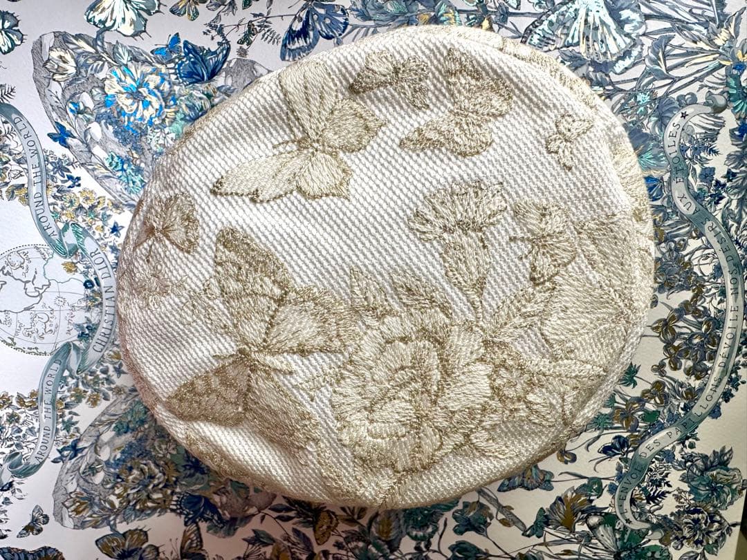 Christian Dior バケットハット 蝶の刺繍 アイボリー