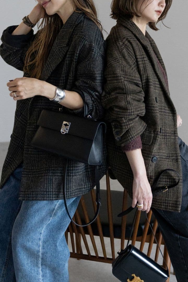 Bonjour Sagan チェックダブルジャケット