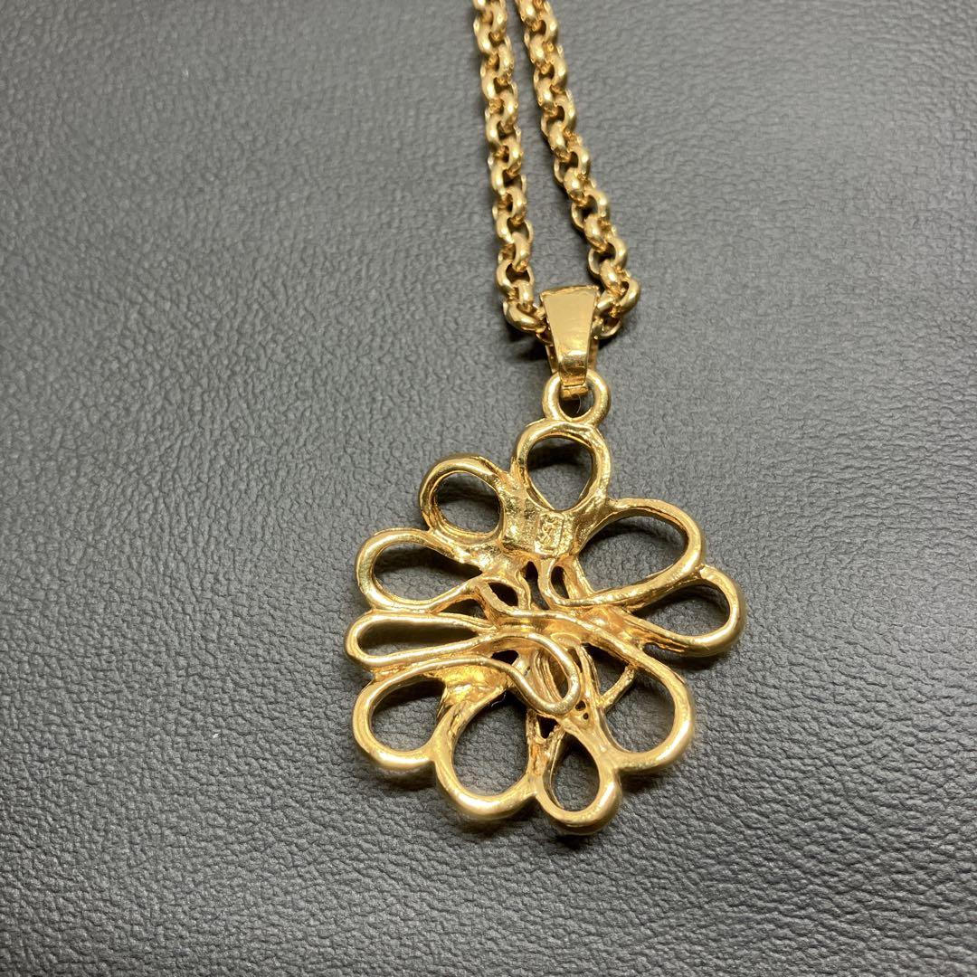 イヴ・サンローラン　YSL　サンローラン　ネックレス　花　フラワー　ゴールド