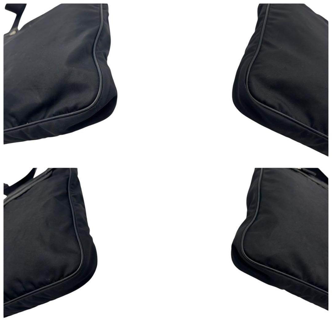 【極美品】PRADA プラダ ナイロン ショルダーバッグ ブラック ロゴプレート