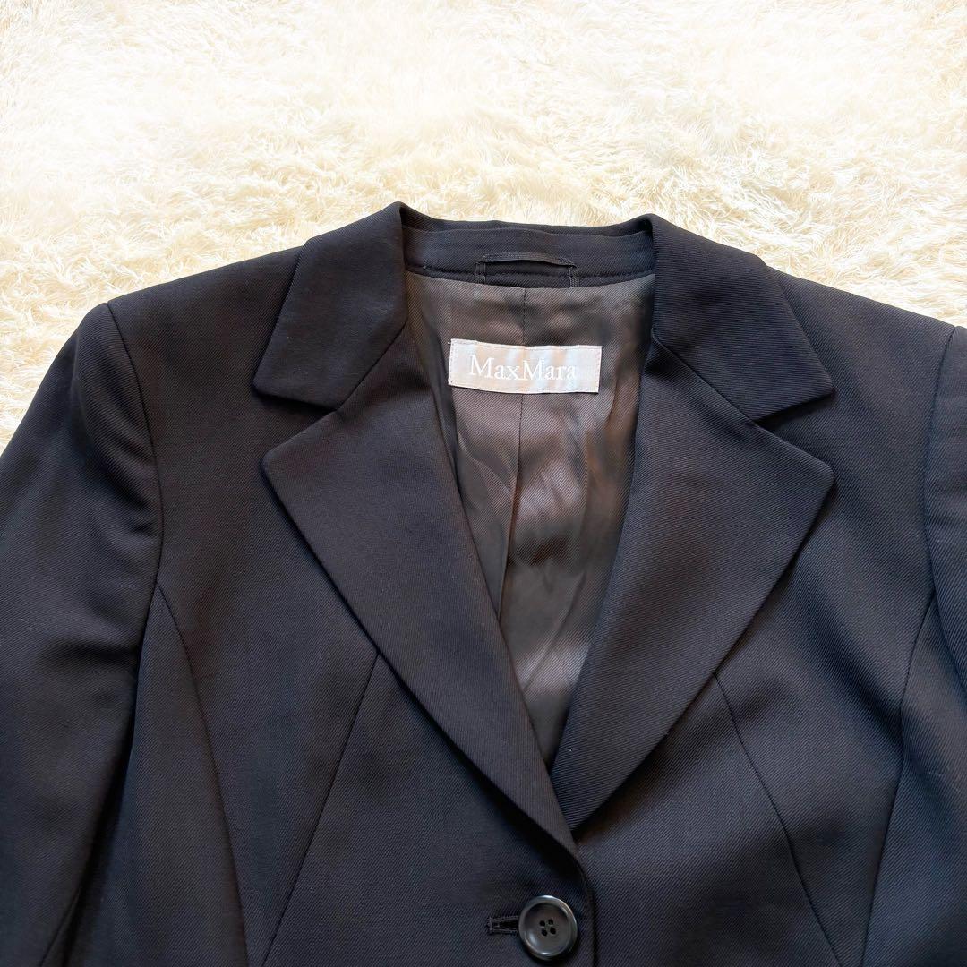 【美品】マックスマーラ　ウールシングルテーラードジャケット　ブラック　黒　40