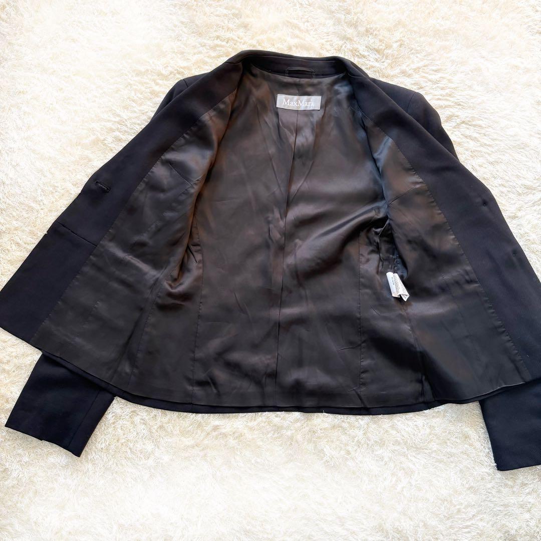 【美品】マックスマーラ　ウールシングルテーラードジャケット　ブラック　黒　40