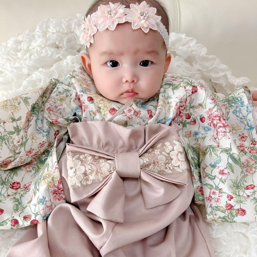 《60-100ワンサイズ》ꕤ︎︎ベビー袴　ベビー着物ꕤ︎︎ひな祭り お食い初め