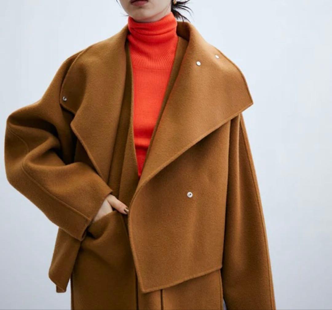 アダムエロペ　Super140's リバーショートコート　スタンドカラーコート