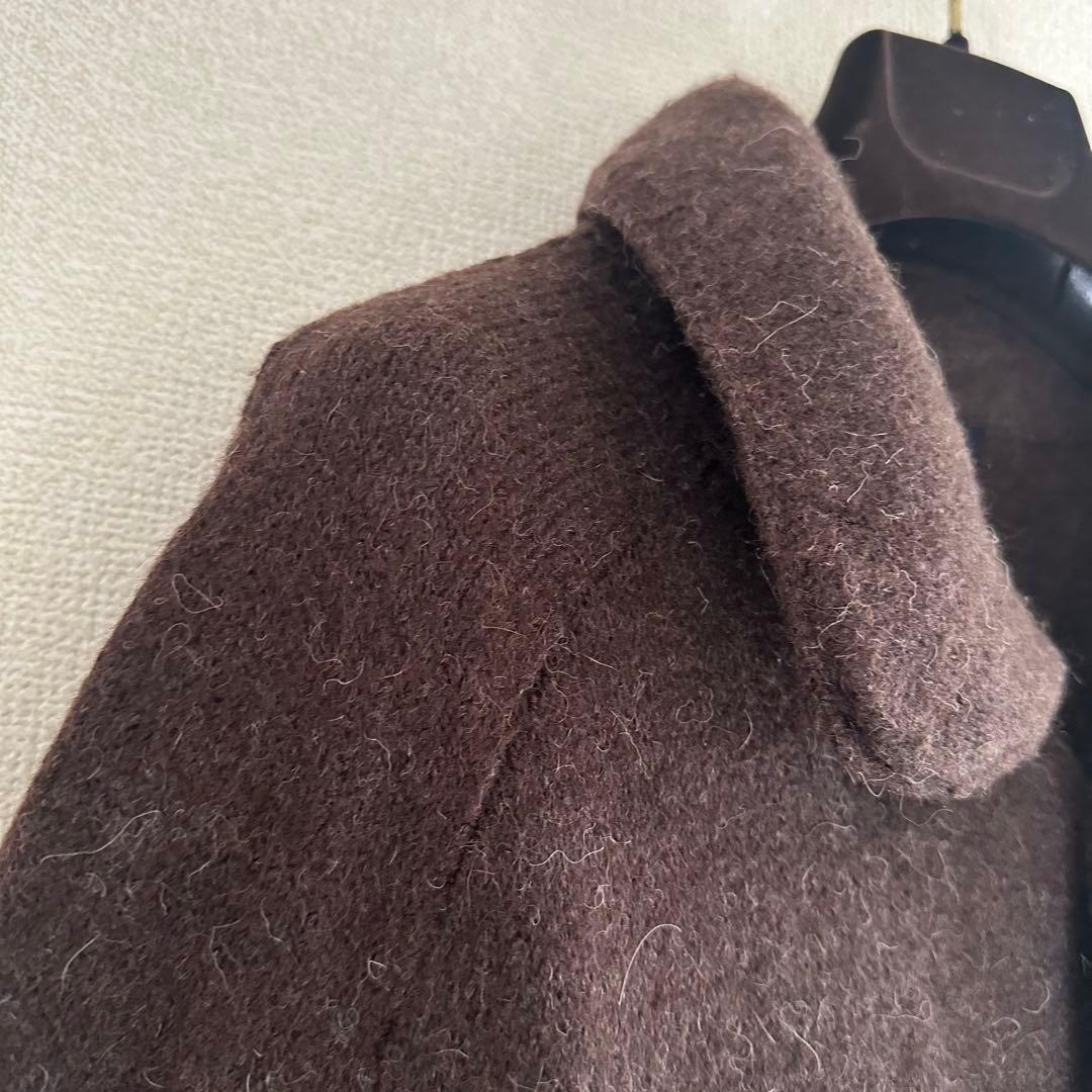 【美品】45R 45rpm アルパカ ウール縮絨ステンカラーロングコート