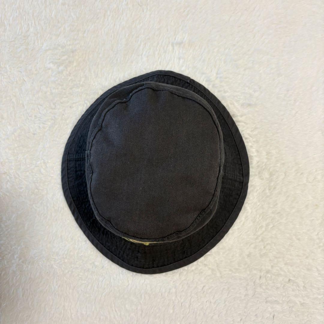 80s ヴィンテージSTUSSY バケットハット SSリンク シャネルロゴ 黒金