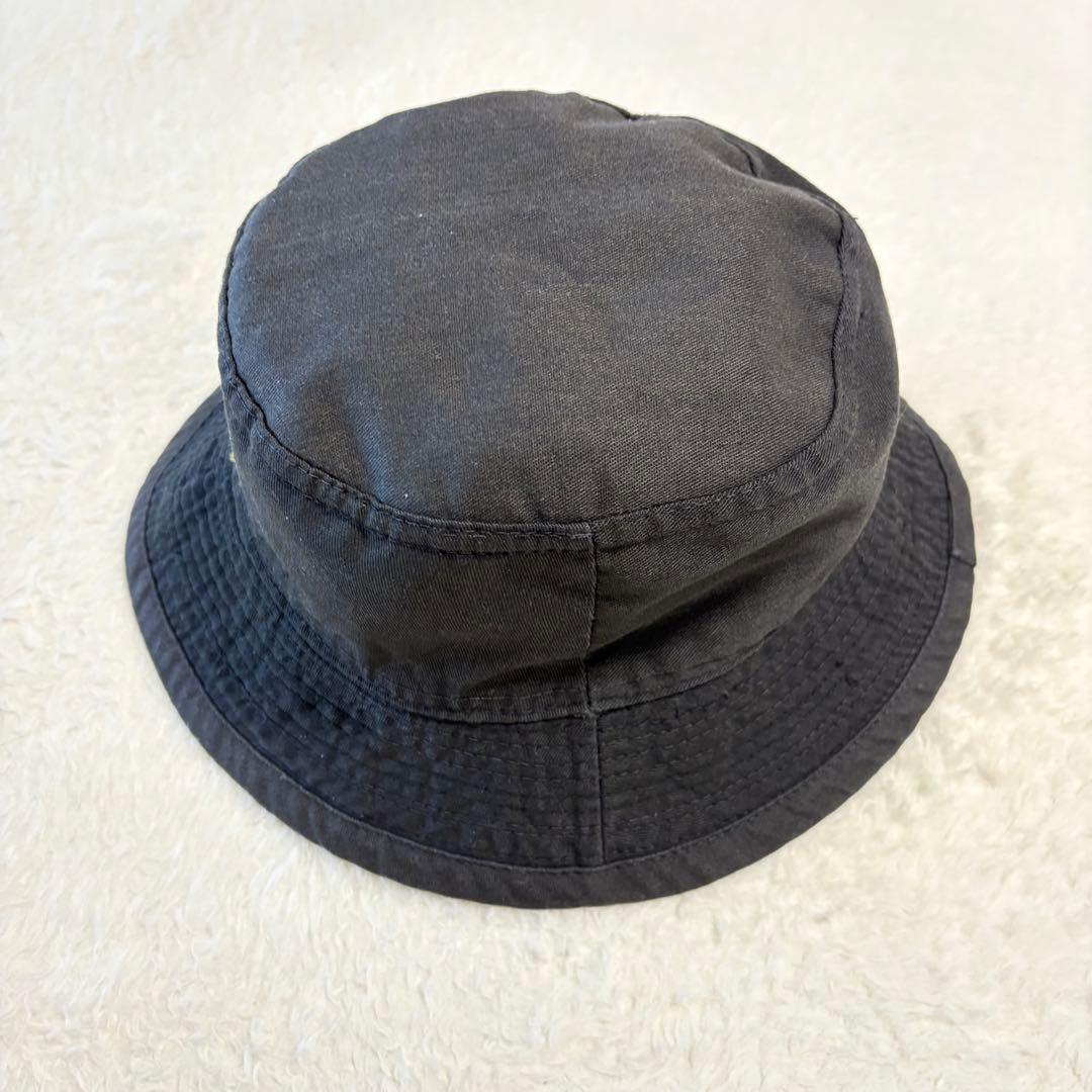 80s ヴィンテージSTUSSY バケットハット SSリンク シャネルロゴ 黒金