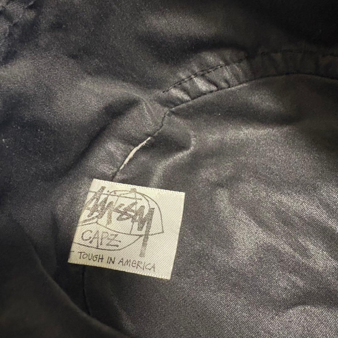 80s ヴィンテージSTUSSY バケットハット SSリンク シャネルロゴ 黒金