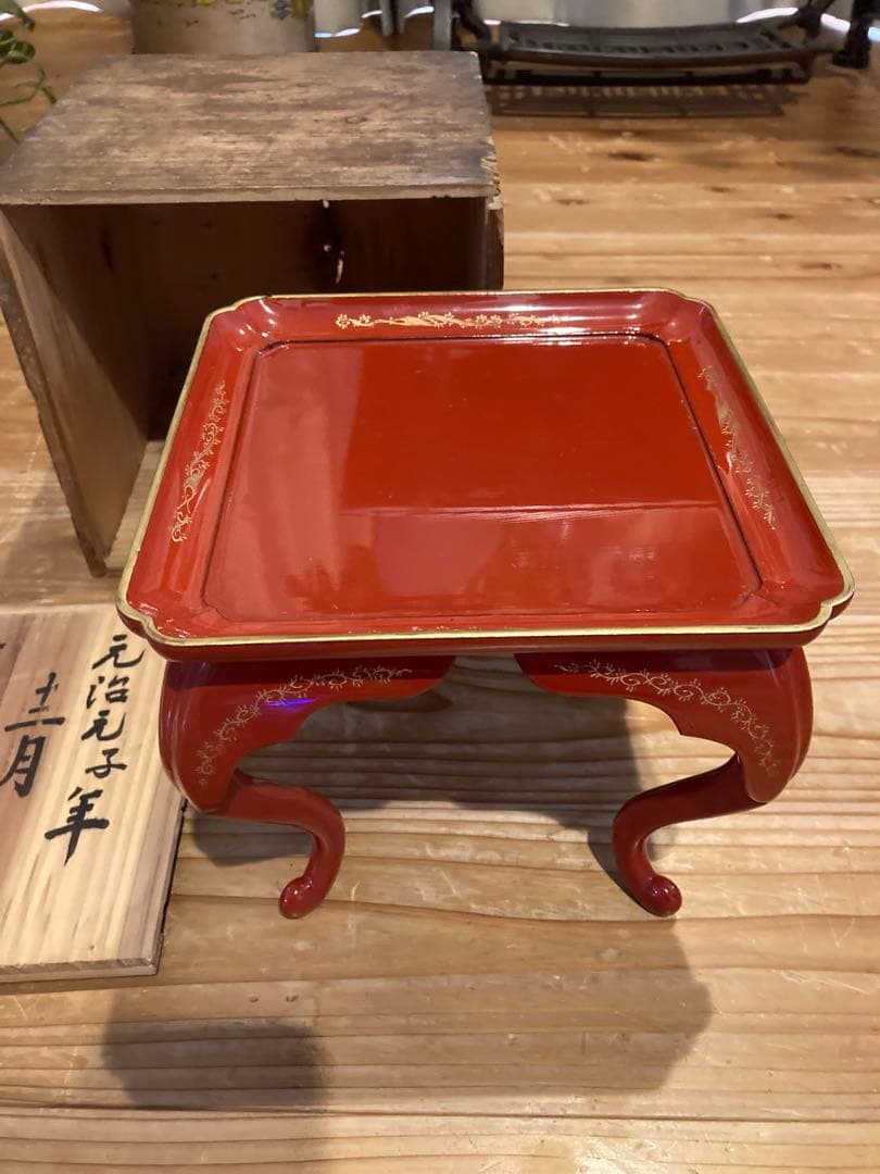 江戸時代　脚付きお膳台　供物台　漆　木製