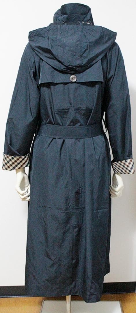 新品 アクアスキュータム 収納袋付 トレンチ レインコート レインウェア M 紺