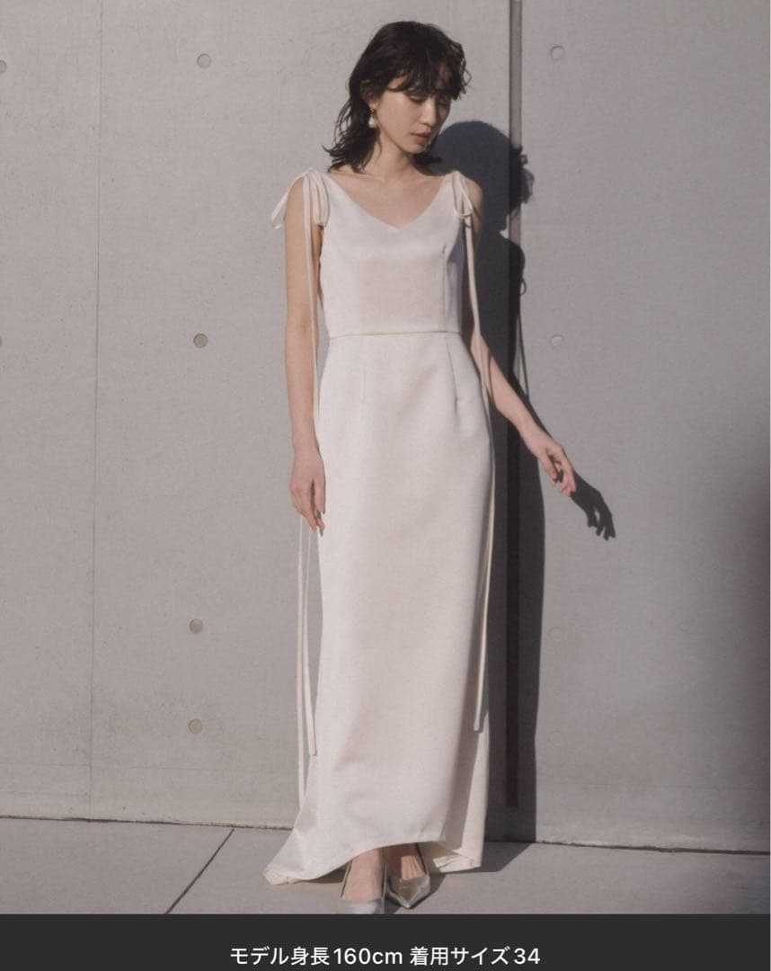 kaene サテンリボンドレス　オフホワイト