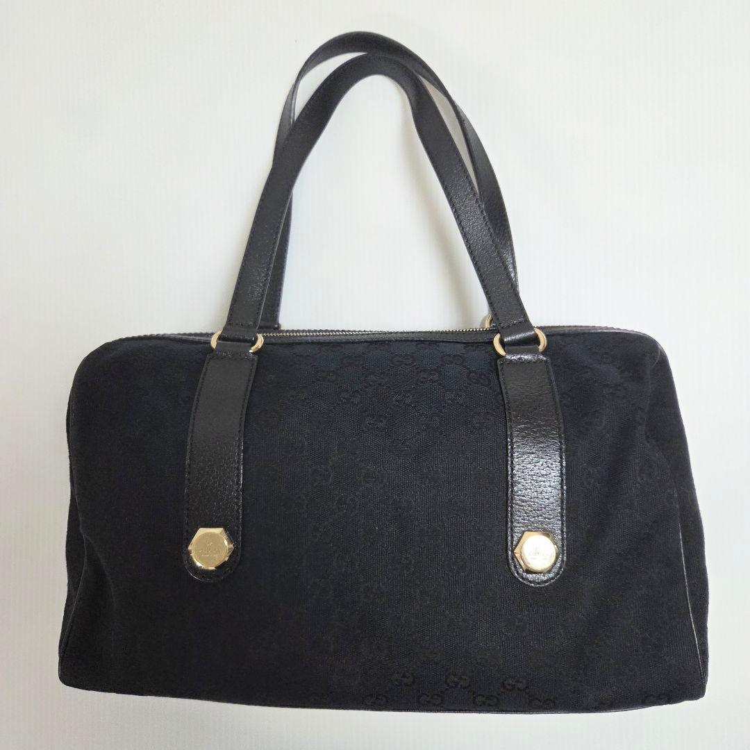GUCCI GGキャンバス チャーミー ミディアム ボストンバッグ ブラック