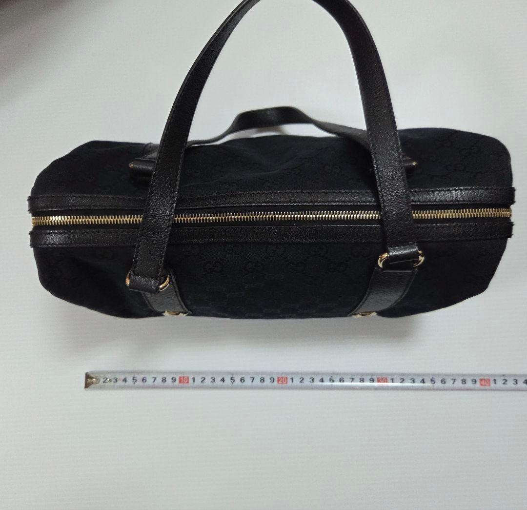 GUCCI GGキャンバス チャーミー ミディアム ボストンバッグ ブラック