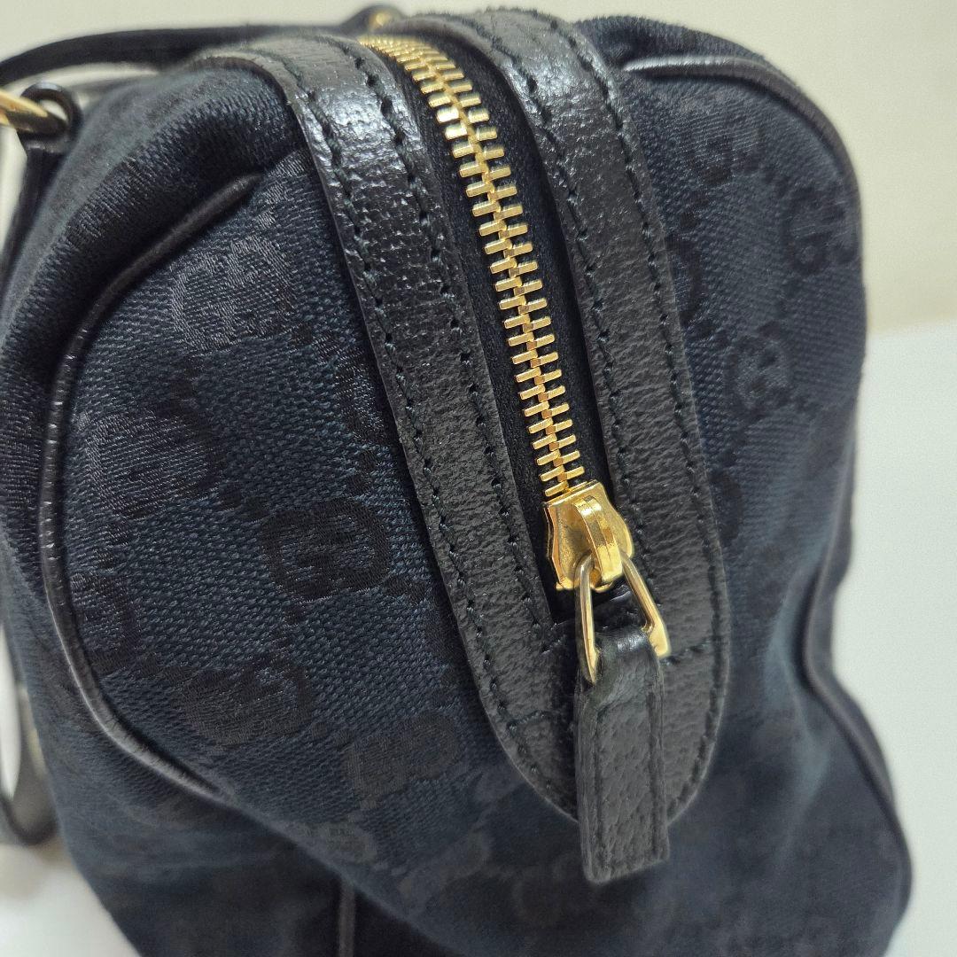GUCCI GGキャンバス チャーミー ミディアム ボストンバッグ ブラック