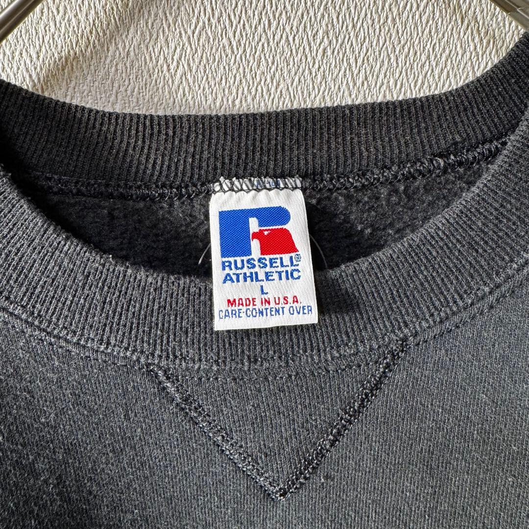 Y*u様 希少 90s USA製 RUSSELL PLAIN 無地 前V ブラッ