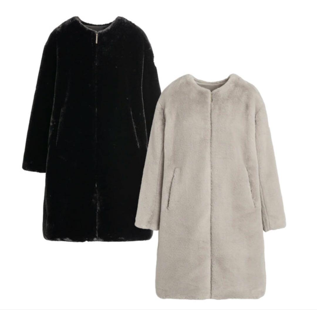 美品TATRAS タトラス TAMIL タミル エコファー ノーカラーコート