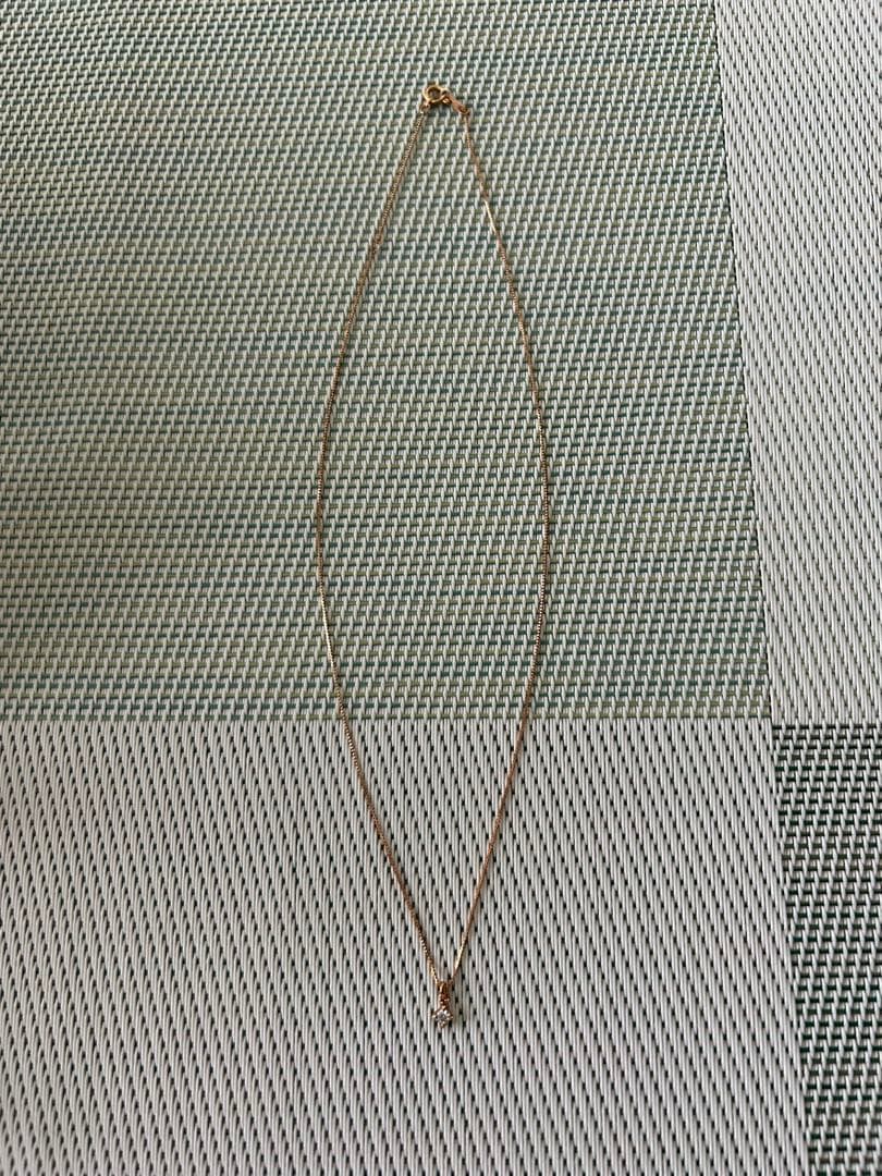 アガット　K18ピンクゴールド　0.05カラット一粒ダイヤネックレス