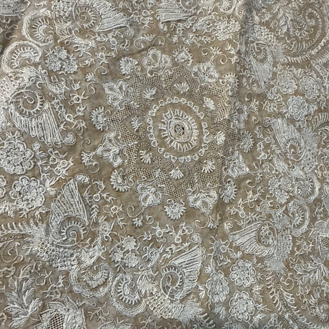 スワトー　汕頭　ハンカチ　手刺繍　刺繍　タオル　ホワイト