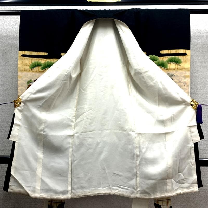 507ay38□お宮参り セミアンティーク 男児 祝い着 掛け着 長襦袢付□美品