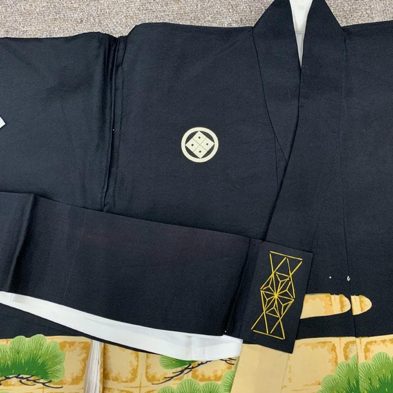 507ay38□お宮参り セミアンティーク 男児 祝い着 掛け着 長襦袢付□美品