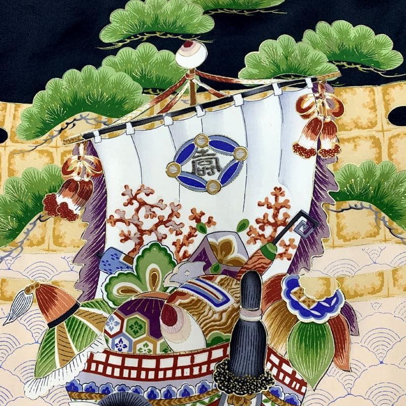 507ay38□お宮参り セミアンティーク 男児 祝い着 掛け着 長襦袢付□美品