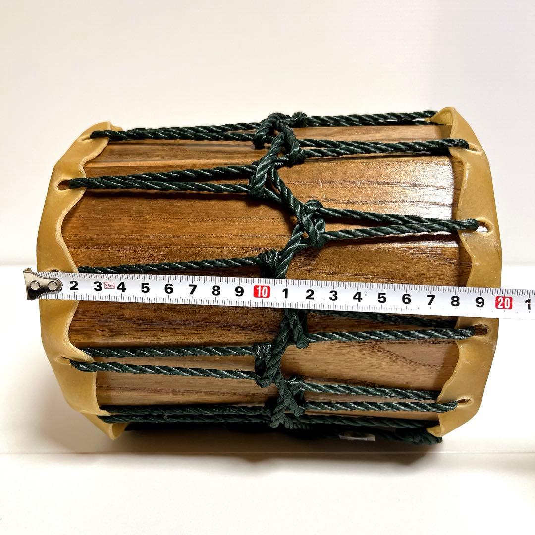 『桶胴太鼓』　和太鼓 20cm x 16cm 打楽器　祭り　締め太鼓　皮革　本革