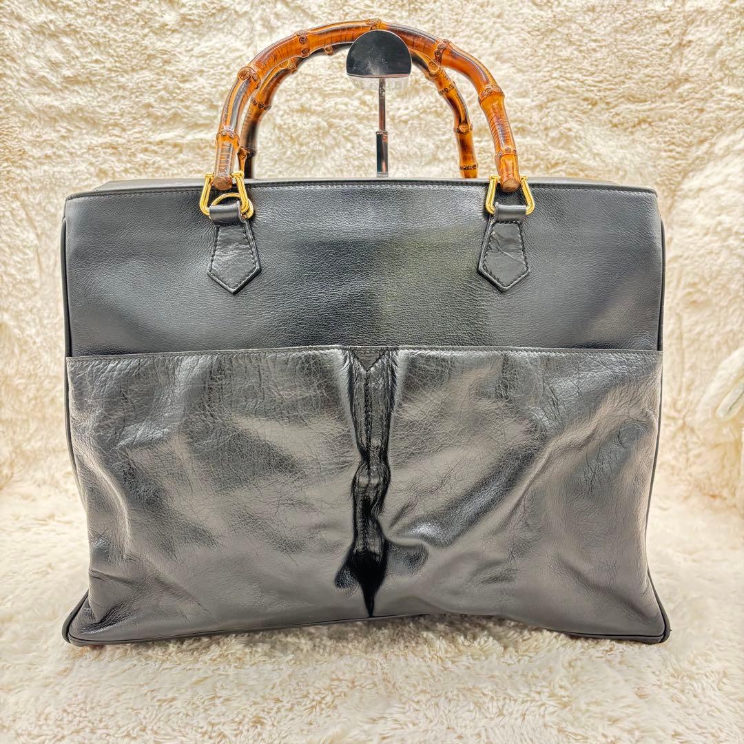 ✨美品✨GUCCI ハンドバック レザー 黒 ビジネスバック バンブー