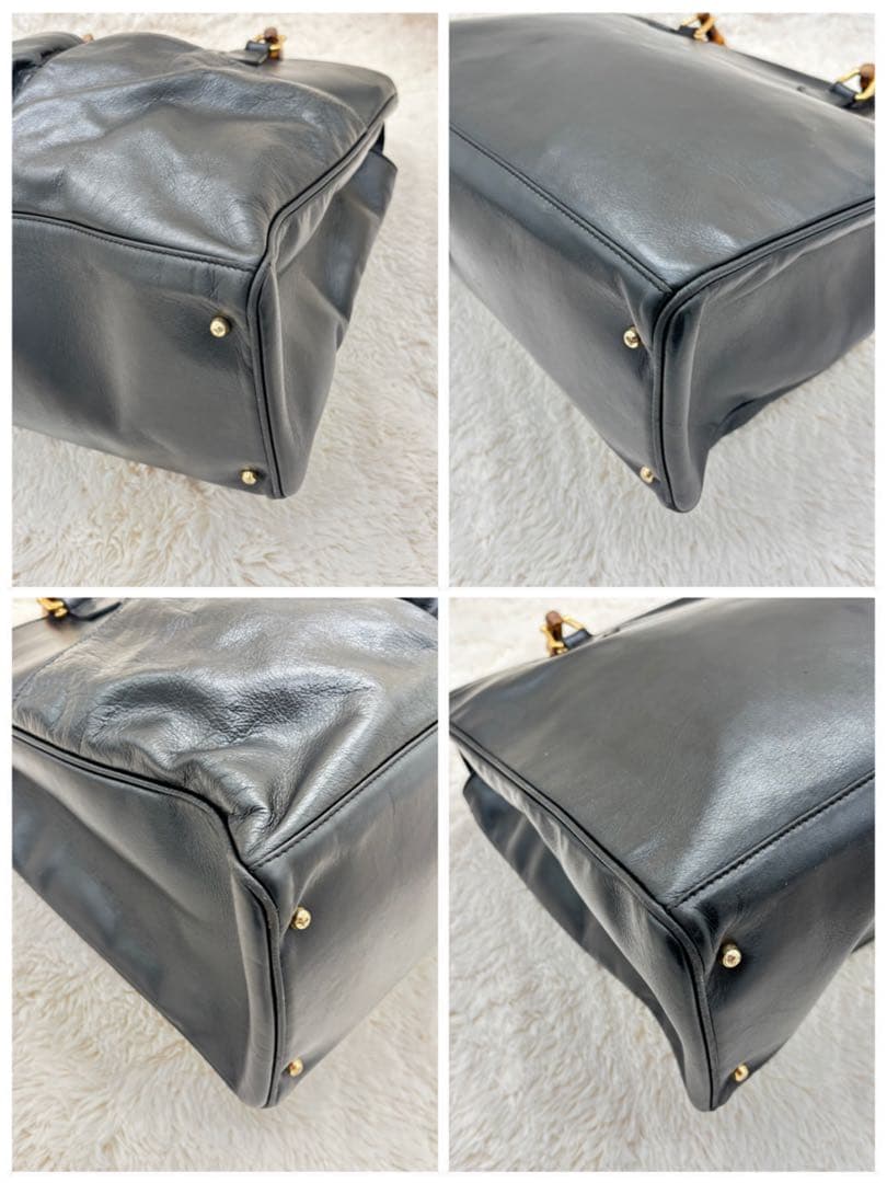 ✨美品✨GUCCI ハンドバック レザー 黒 ビジネスバック バンブー