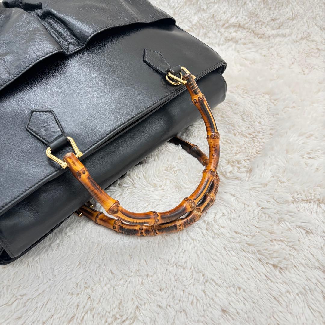 ✨美品✨GUCCI ハンドバック レザー 黒 ビジネスバック バンブー