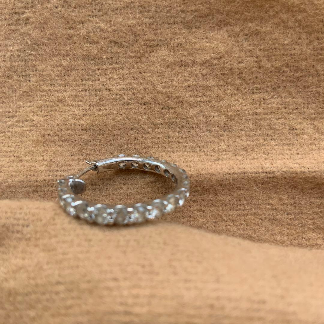18Kホワイトゴールド ダイヤモンド1ct ￼￼フープピアス　片耳