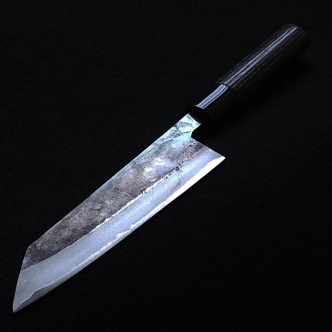 青紙２号 黒打 文化包丁 165㎜ G1401 焼栗柄 手作り 鍛造 月光作