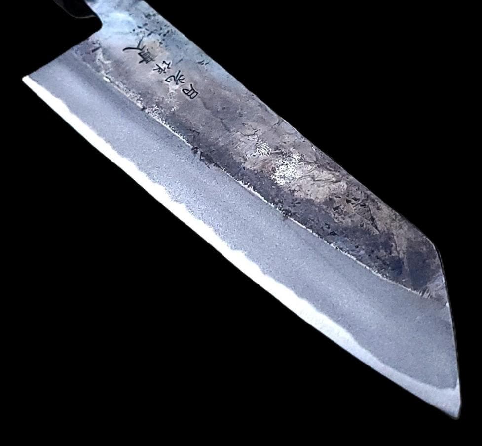 青紙２号 黒打 文化包丁 165㎜ G1401 焼栗柄 手作り 鍛造 月光作