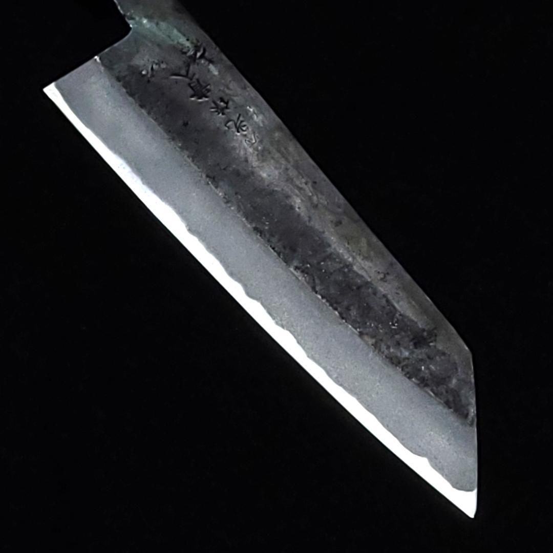 青紙２号 黒打 文化包丁 165㎜ G1401 焼栗柄 手作り 鍛造 月光作