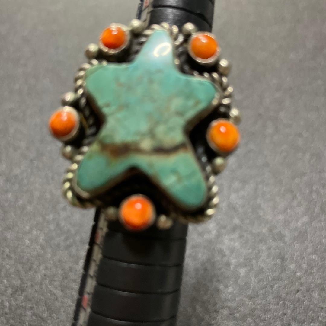 新春SALEインディアンジュエリーリング　ターコイズ　スパイニーオイスター14号