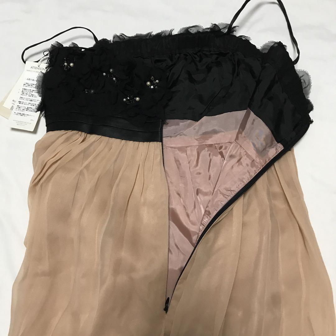 グレースコンチネンタル　タグ付き新品　黒×ピンクベージュ　リボン　シルクドレス