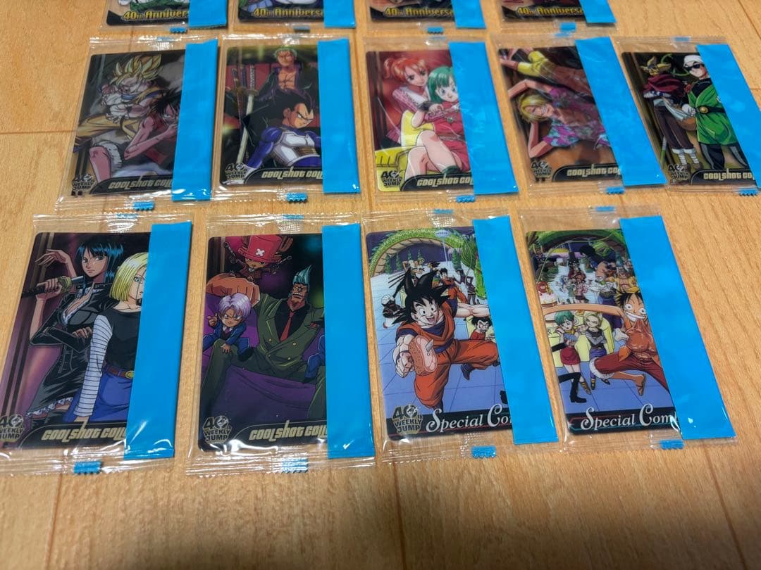ドラゴンボール×ワンピース ジャンプ40周年森永ウエハースカード 未開封18枚