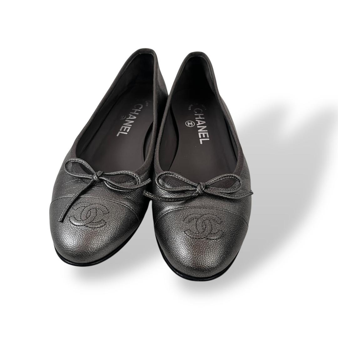 美品 CHANEL ココマーク バレリーナ シューズ G02819 37C