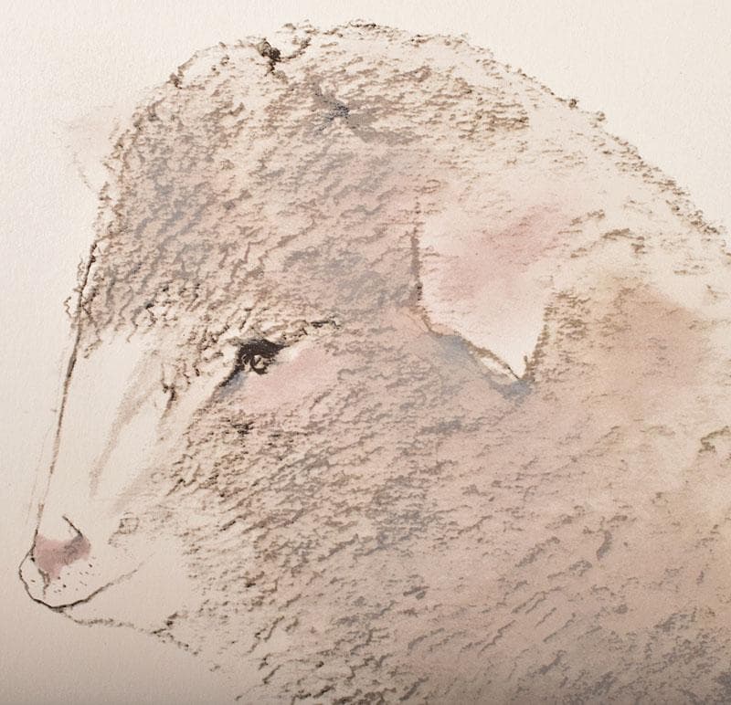 奥村土牛作　リトグラフ　『干支』　額装　C　4096B